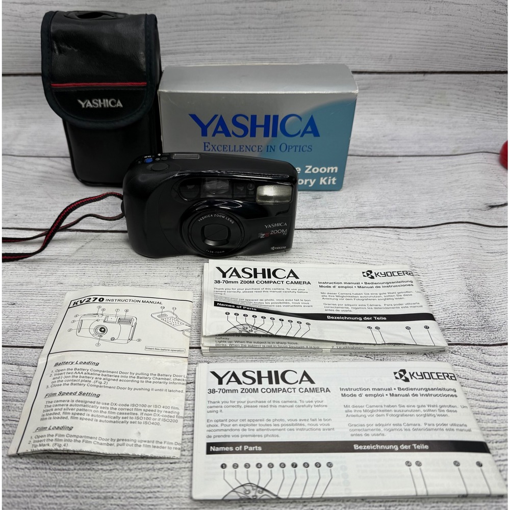 Yashica EZS Elite ZOOM 70 35mm Film Camera Bundle w/ 38-70MM Lens TESTED